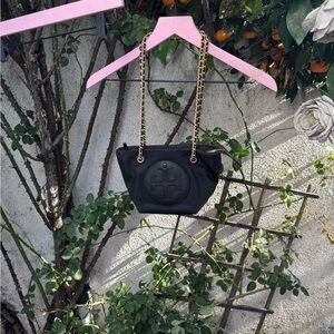 Tory Burch Black Mini Bag with Gold Chain